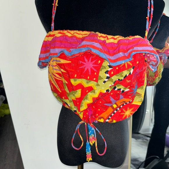 Farm Rio MultiColored Tribal Print Halter Top Size L - Picture 1 of 9